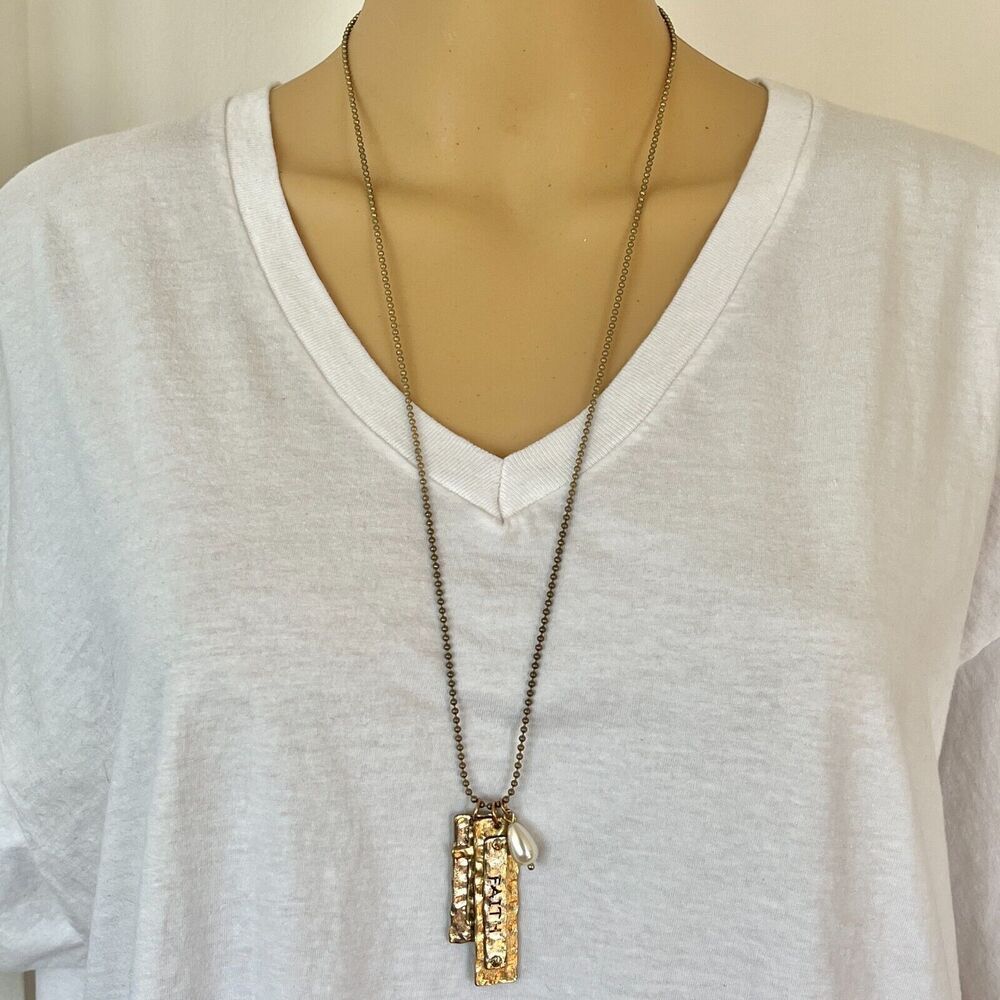 Splendid Iris Cross Necklace 29 Inch Gold & Silver Tone Ball Chain Faith Pendant